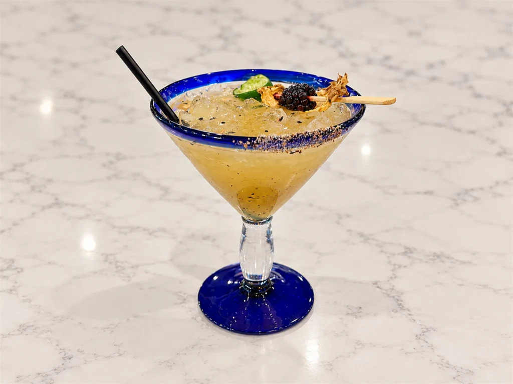 A Reposado Aruma margarita with a chili-salt rim at the Aruma bar