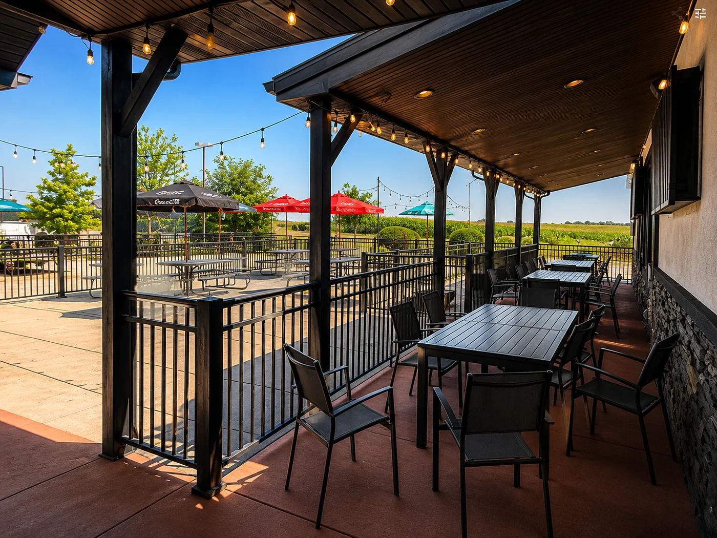 Aruma's covered outdoor patio in Marshall